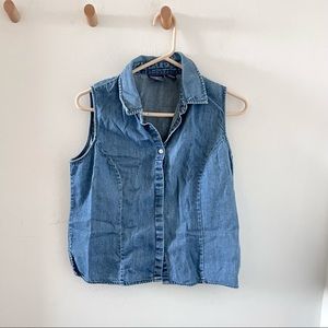 Vintage Denim Chambray Button Down Top